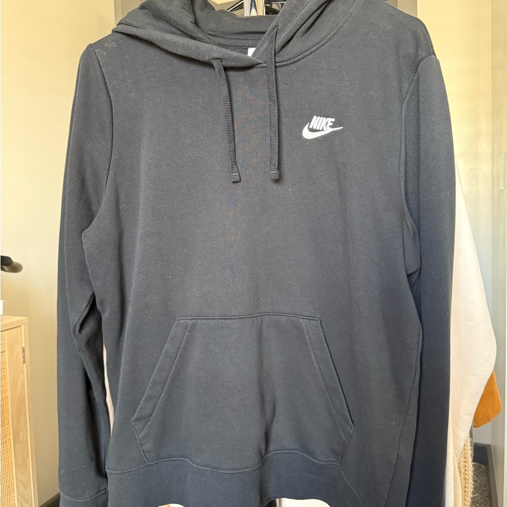 Nike Men's Black Hoodie with White Logo
